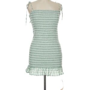 Reformation Green Gingham Ruffle Hem dress